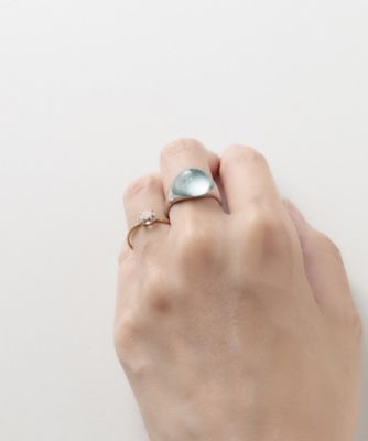 ミニロックリング　ラウンド　アクアマリン