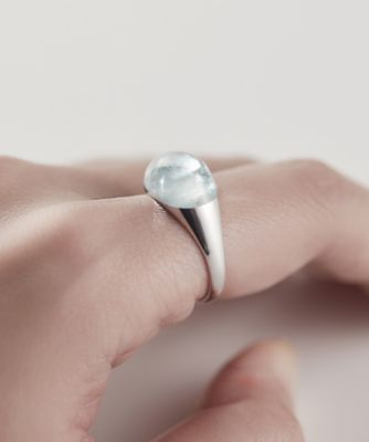 ミニロックリング　ラウンド　アクアマリン