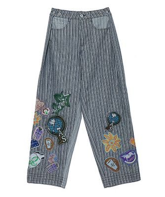 【SALE】【送料無料】AS KNOW AS olaca (Women/大きいサイズ)/アズ ノゥ アズ オオラカ ワッペン & 刺繍盛りPT ヒッコリー パンツ・ズボン【三越伊勢丹/公式】