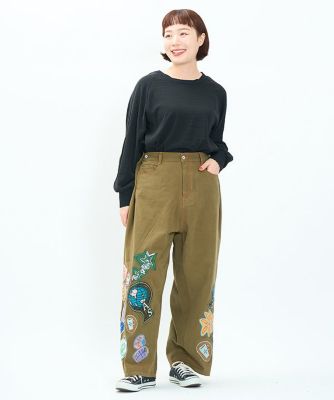 AS KNOW AS olaca (Women/大きいサイズ)/アズ ノゥ アズ オオラカ ワッペン＆刺繍盛りＰＴ