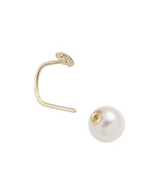 ショートバー　ダイヤモンド　ピアス　／　パール　キャッチ　※シングル（左耳用）