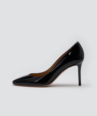 PELLICO ブラック エナメル パンプス 38 PELLICO | エナメル バックスリング パンプス 1.0cm BLACK