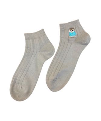 靴下おまとめ】お座りヌネットボーダーT刺繍 ショート丈ソックス