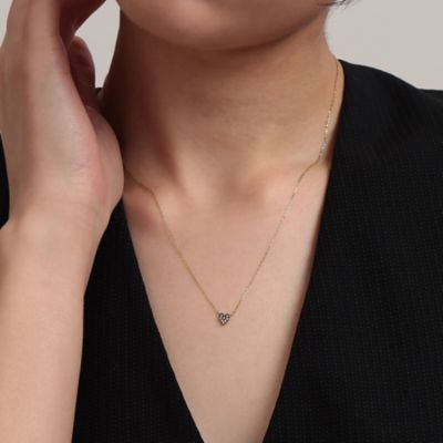 【048】プラスヴァンドーム K10 ダイヤモンドネックレス MICROTATTOO＿K10ブラウンダイヤモンド