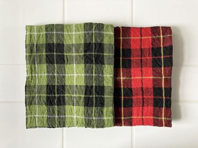 ＜R & D.M.Co-/OLDMAN’S TAILOR (Women)＞キッチンクロス　ＬＩＮＥＮ　ＣＨＥＣＫ　ＫＩＴＣＨＥＮ　ＣＬＯＴＨ