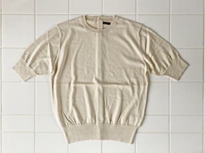 ＜R & D.M.Co-/OLDMAN’S TAILOR＞半袖ニットプルオーバー　ＣＯＴＴＯＮ　ＢＡＣＫ　ＢＵＴＴＯＮ　ＨＡＬＦ　ＳＬＥＥＶＥ