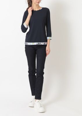 ＜LEONARD (Women)＞ボーダープリントカットソー　Ｓ５２Ｆ３７２７０１