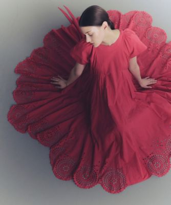 AAYUSHI (Women)/アユーシ ラッフルスリーブカットワークワンピース　ＳＦＮ０２０１