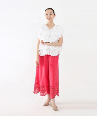 ＜AAYUSHI (Women)＞カットワーク×スカラップワイドパンツ　ＳＦＮ０６０４
