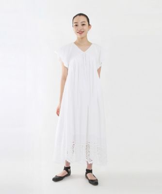 ＜AAYUSHI (Women)＞カットワークスカラップパフスリーブワンピース　ＳＥＮ０２０３