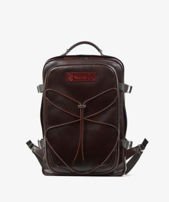 ESTINE ブラウンレザー バックパック フラップ付き リュック