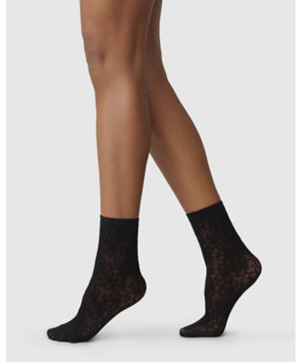 ＜SWEDISH STOCKINGS (Women)＞Ｍａｊａ　Ｆｌｏｗｅｒ　Ｓｏｃｋｓ　Ｂｌａｃｋ