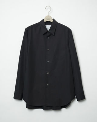  ガンリュウ カジュアルシャツ Watteau pleated cotton shirt 23W-15-Fu10-Sh-01 BLACK トップス