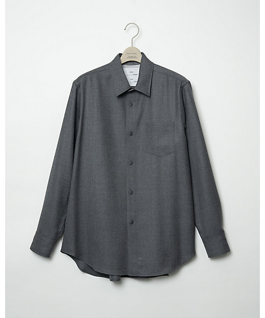  ガンリュウ カジュアルシャツ Watteau pleated wool shirt 23W-20-Fu10-Sh-02 GRAY トップス