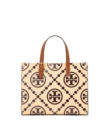 SサイズTORY BURCH☆Tモノグラムコントラスト エンボス スモールトート