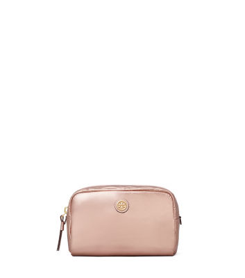 ＜TORY BURCH＞ヴァージニア　メタリック　カーブ　コスメティックケース　１６５３４６