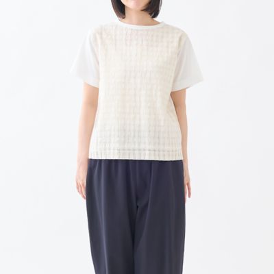 GRANDMA MAMA DAUGHTER (Women)/グランマ ママ ドーター シアーチェックドッキングＨ／Ｓ　ＴＥＥ
