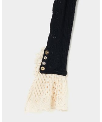 【受注商品】ｒｉｂｂｏｎ　ｐａｔｔｅｒｎ　ｆｒｉｌｌｅｄ　ｓｌｅｅｖｅ　ｋｎｉｔ　ｃａｒｄｉｇａｎ　ＴＤー２５ＡＷーＫＮ５１