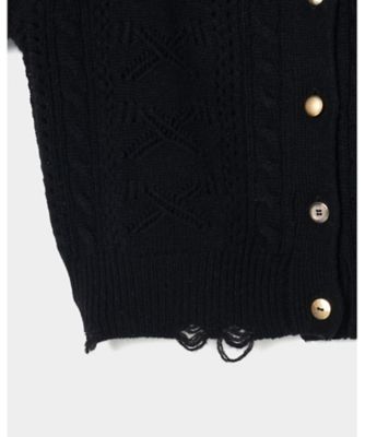 【受注商品】ｒｉｂｂｏｎ　ｐａｔｔｅｒｎ　ｆｒｉｌｌｅｄ　ｓｌｅｅｖｅ　ｋｎｉｔ　ｃａｒｄｉｇａｎ　ＴＤー２５ＡＷーＫＮ５１
