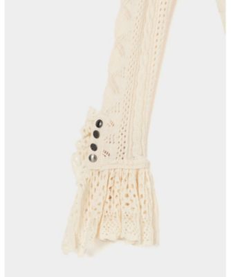 【受注商品】ｒｉｂｂｏｎ　ｐａｔｔｅｒｎ　ｆｒｉｌｌｅｄ　ｓｌｅｅｖｅ　ｋｎｉｔ　ｃａｒｄｉｇａｎ　ＴＤー２５ＡＷーＫＮ５１