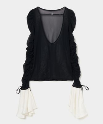 【受注商品】ｒｕｆｆｌｅ　ｓｌｅｅｖｅ　ｂａｃｋ　ｏｐｅｎ　ｔｕｌｌｅ　ＴＤー２５ＡＷーＰＯ０１