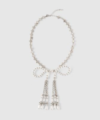 ＜tanaka daisuke (Women)＞【受注商品】ｐｅａｒｌ　ｒｉｂｂｏｎ　ｃｈａｉｎ　ｎｅｃｋｌａｃｅ　ＴＤー２５ＳＳーＡＣ２１