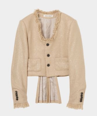 ＜tanaka daisuke (Women)＞【予約販売】９月中旬以降お届け　Ｕ　ｎｅｃｋ　ｆｒｉｎｇｅ　ｔｗｅｅｄ　ｊａｃｋｅｔ　２６ＳＳ／ＴＤー２６ＳＳーＪＫ０２