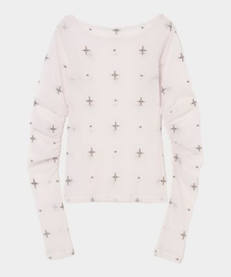 ＜tanaka daisuke (Women)＞【予約販売】８月中旬以降お届け　ｃｒｏｓｓ　ｅｍｂｒｏｉｄｅｒｙ　ｇａｔｈｅｒ　ｓｌｅｅｖｅ　ｔｏｐｓ　２６ＳＳ／ＴＤー２６ＳＳーＰＯ５３