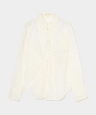 ＜tanaka daisuke (Women)＞【予約販売】８月中旬以降お届け　ｗａｖｅ　ｔｕｃｋ　ｌｕｍｅｎ　ｅｍｂｒｏｉｄｅｒｙ　ｓｈｅｅｒ　ｓｈｉｒｔ　ＴＤー２６ＳＳーＳＨ５４