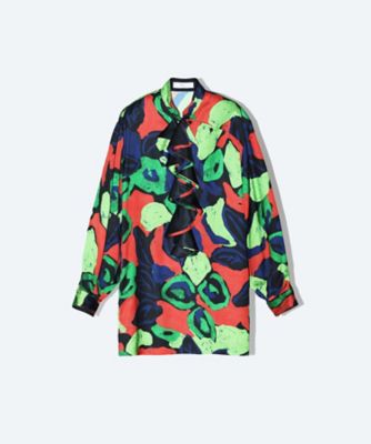 Satin print long blouse TP251