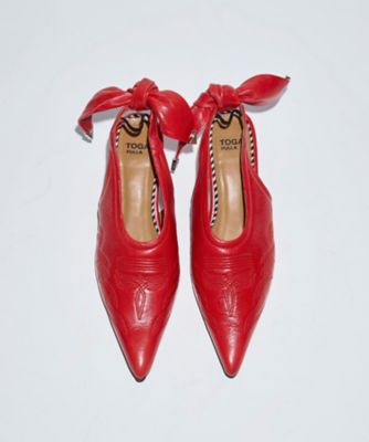 TOGA トーガ 襟付きブラウス 変形ボウタイ とろみ 日本製 赤 Western ribbon pumps TP261－AJ1457