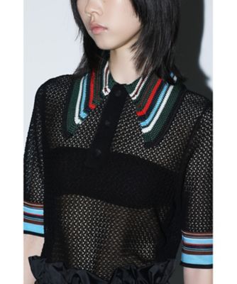 Lace knit polo shirt TP261ーXN201