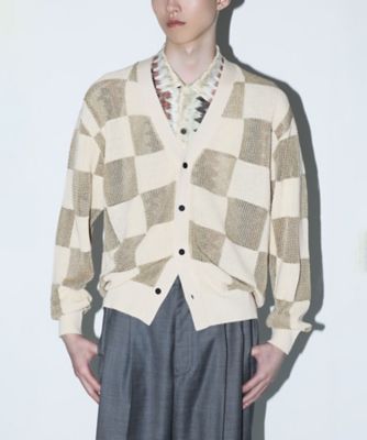 Checkered knit cardigan TV261ー