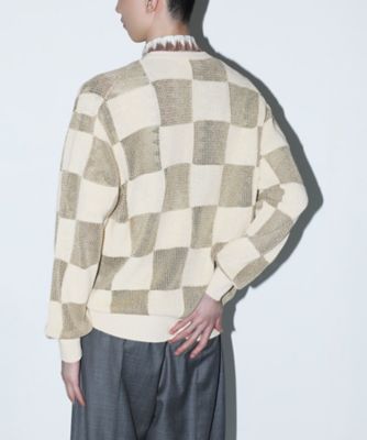 Checkered knit cardigan TV261ー