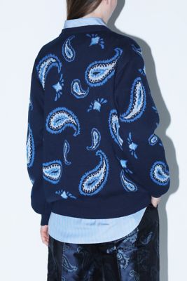 Paisley jacquard knit pullover