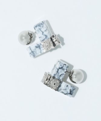 Marble motif pierced earrings TZ261