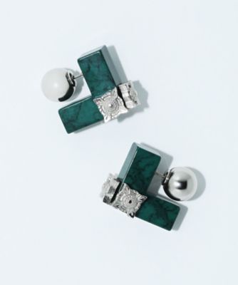 Marble motif pierced earrings TZ261