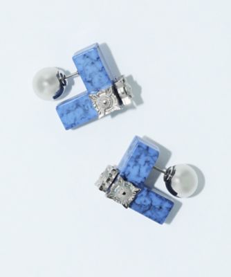 Marble motif pierced earrings TZ261