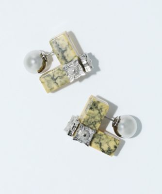 Marble motif pierced earrings TZ261