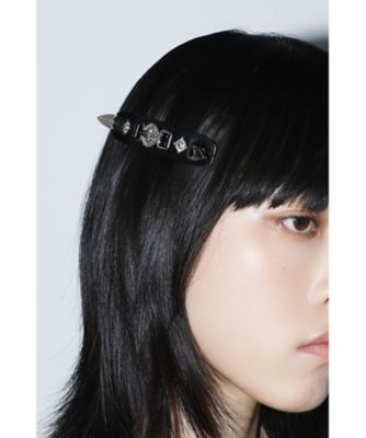 Metal leather barrette small TZ261ー