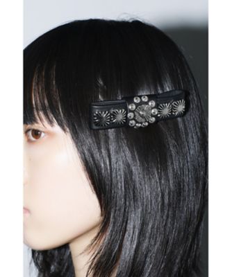 TOGA ブラック ヘアバレッタ　l leather barrette TOGA ブラック ヘアバレッタ l leather barrette TOGA ブラック ヘア