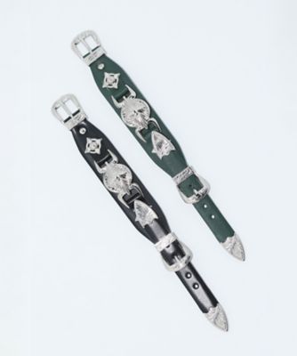 パドゥカ　インド　シルバー　 ①18cm　②22.5cm Double buckle concho bangle TZ261ー