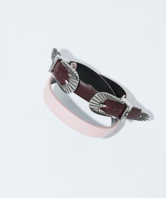 Double buckle leather bangle TZ262ー