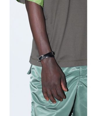 Double buckle leather bangle TZ262ー