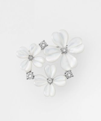 ヴァンドームブティック 花とクローバーのブローチ シロツメクサ パール 箱あり シェルクローバー ブローチ VBMV6231 MP | VENDOME BOUTIQUE