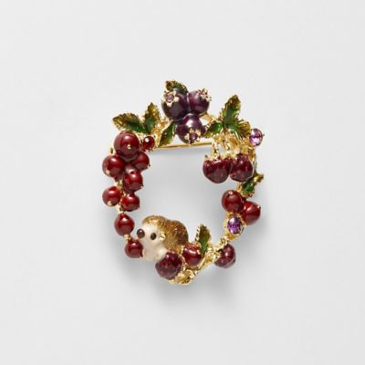 リースのブローチ ベリー＆ハリネズミ リースブローチ VBRV4662 R2