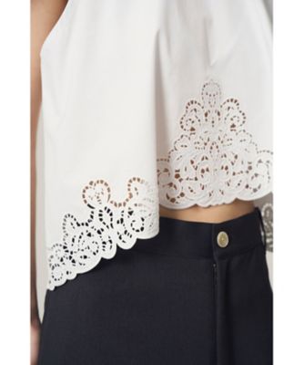 Cutwork embroidery stand collar 