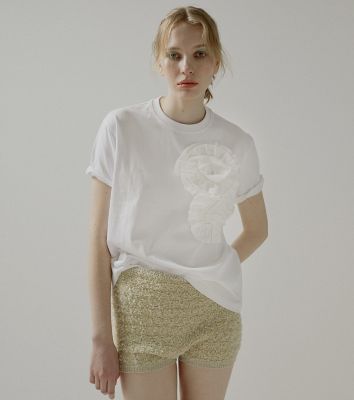 ＜LE CIEL BLEU (Women)＞Ｆｌｏｗｅｒ　Ｔ－ｓｈｉｒｔ　ＶｘＲ－ＳＳ２５０２－Ｌ