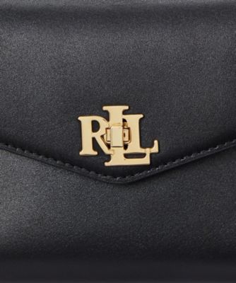 ロゴ付【Ralph Lauren】スモール ストライプ Farrah サッチェル Leather Small Farrah Satchel