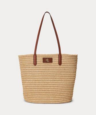 ＜LAUREN RALPH LAUREN (Women)＞レザートリム　ストロー　ラージ　Ｂｒｉｅ　トート　バッグ